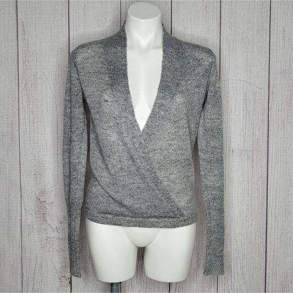 Lulu's Warm Me Up Heather Gray Wrap Sweater Top, size Small - Picture 1 of 8